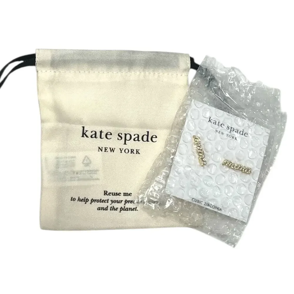 Kate Spade Mama Said Pavé Stud Earrings Gold Clear CZ | NWT Perfect Gift for Mom
